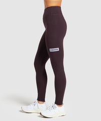 Block Cotton Leggings - Plum Brown