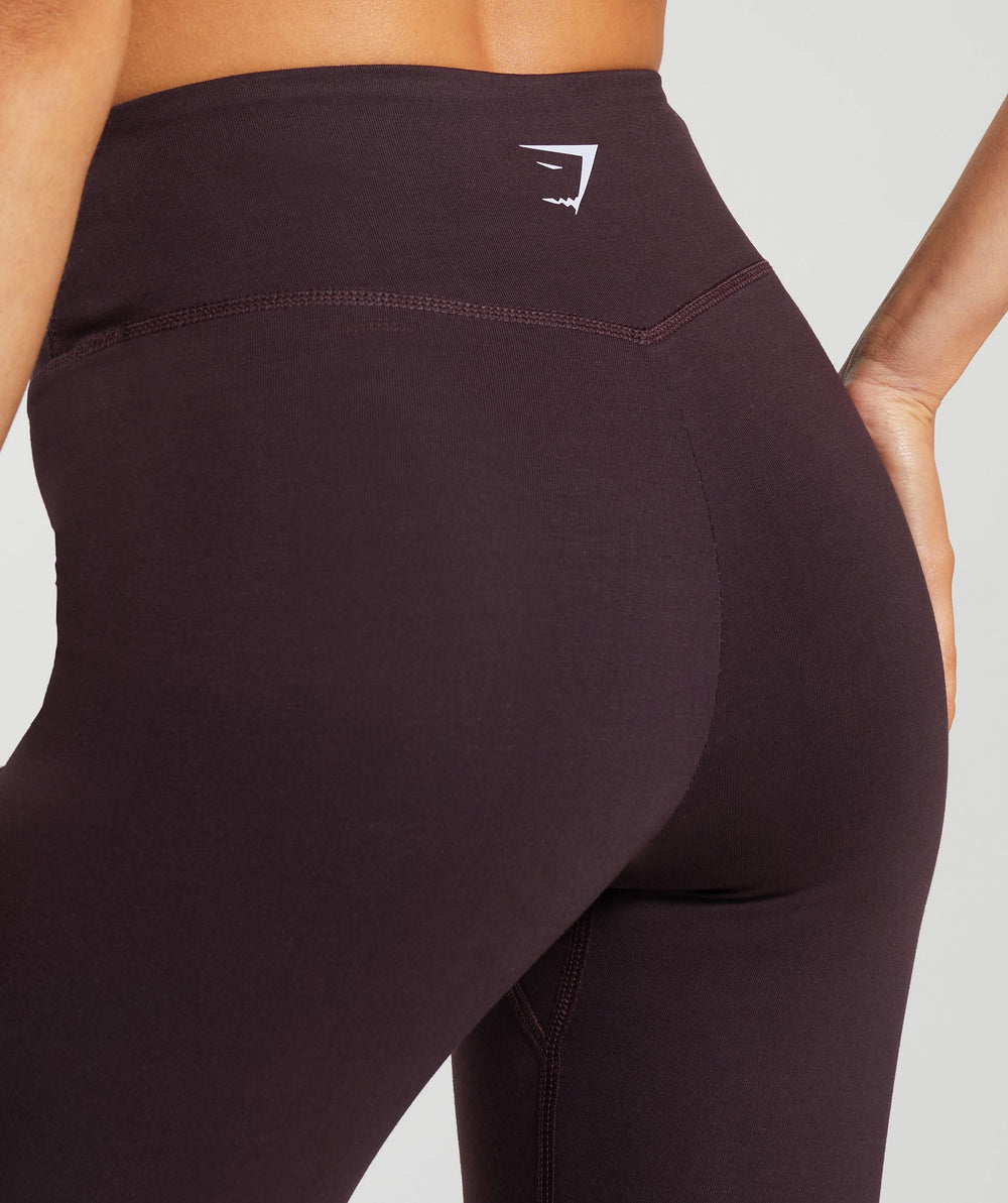 Block Cotton Leggings - Plum Brown