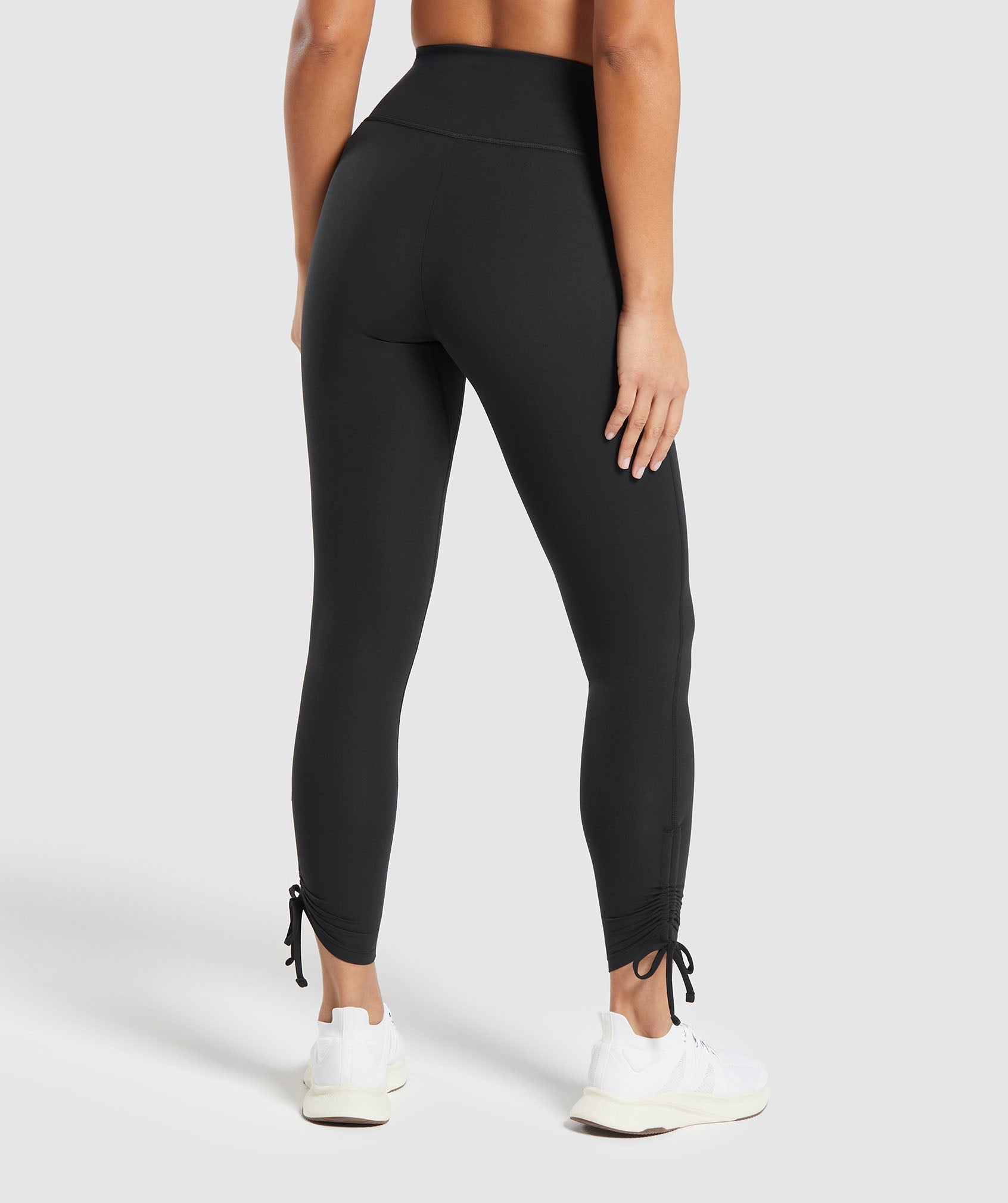 Ribbon Ankle Leggings - Black