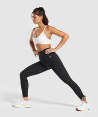Ribbon Ankle Leggings - Black
