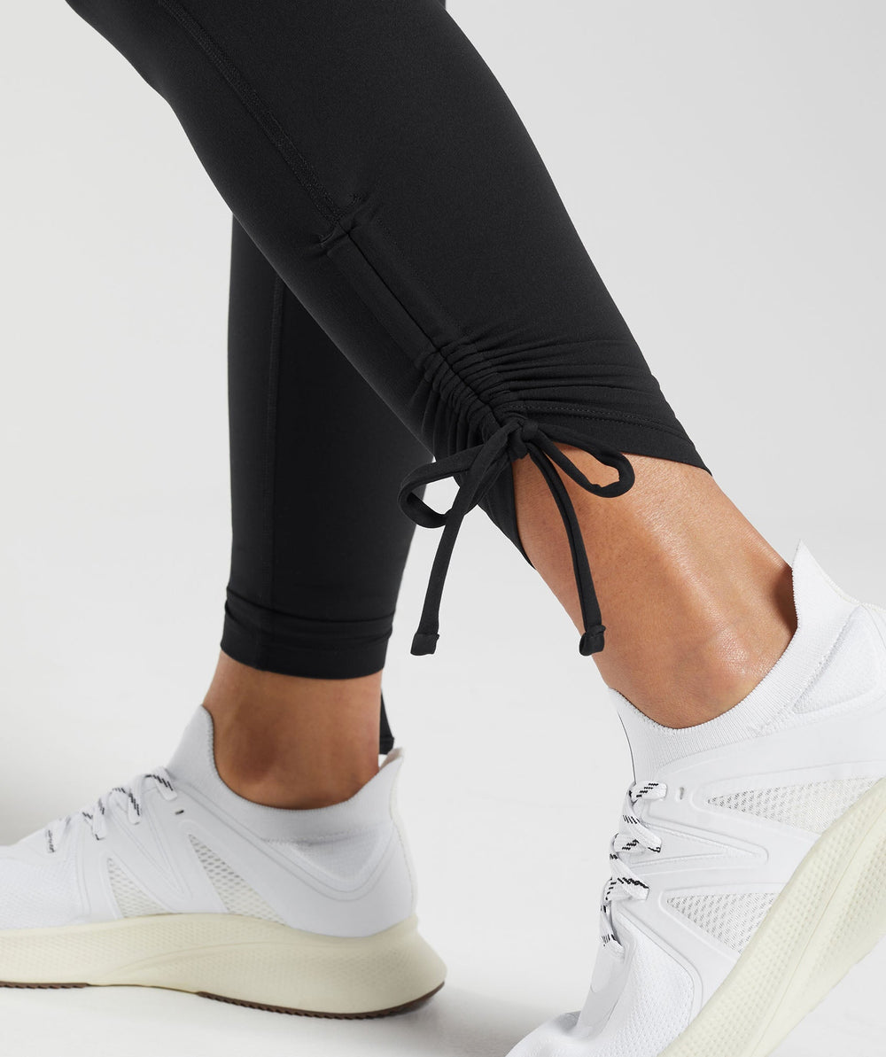 Ribbon Ankle Leggings - Black