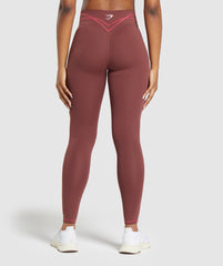 Stitch Feature Leggings - Burgundy Brown