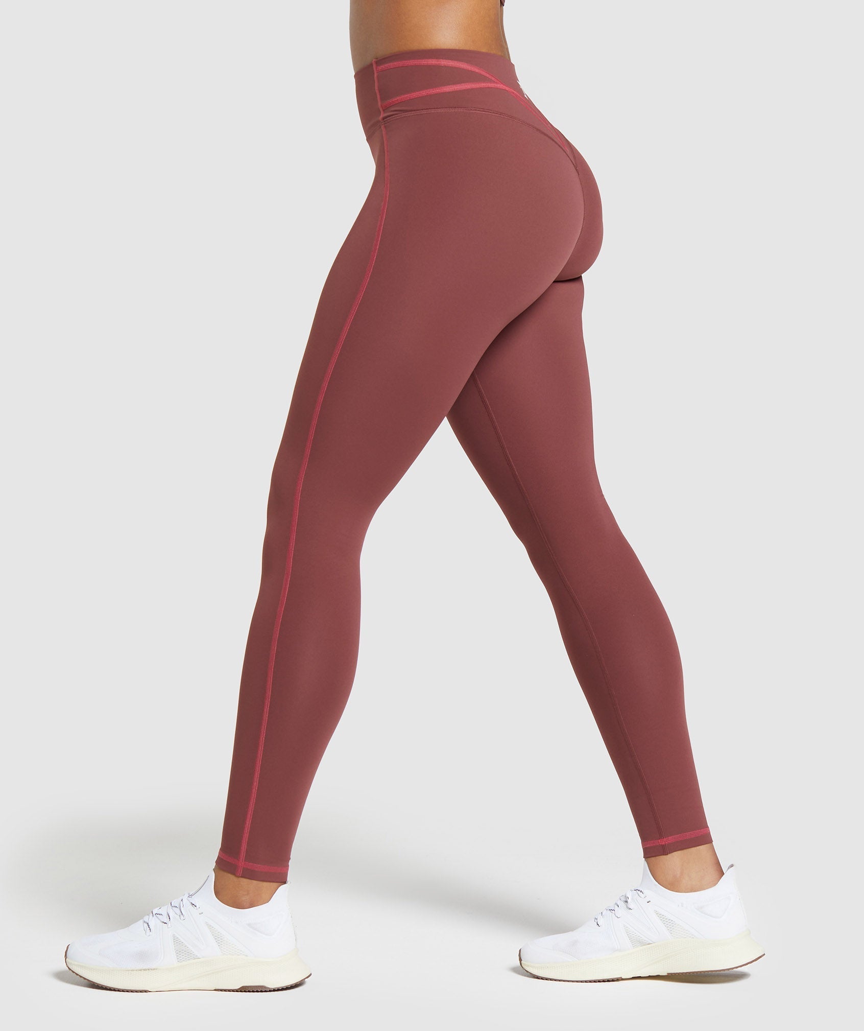 Stitch Feature Leggings - Burgundy Brown