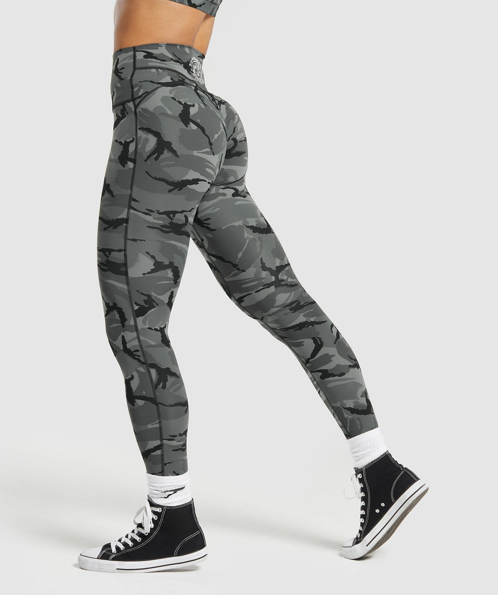 Legacy Printed Regular Leggings - Pitch Grey