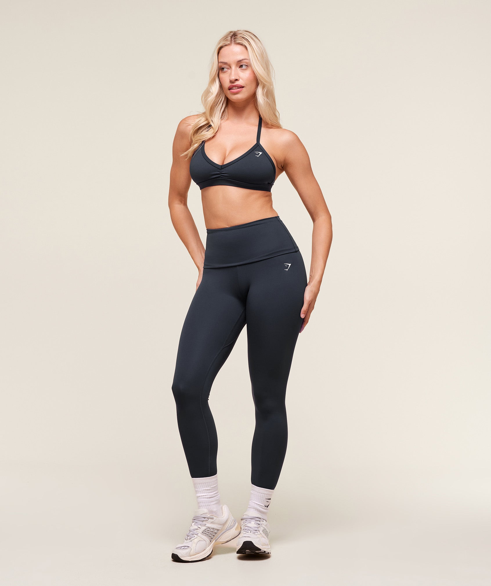 Training Foldover Leggings - Heavy Blue