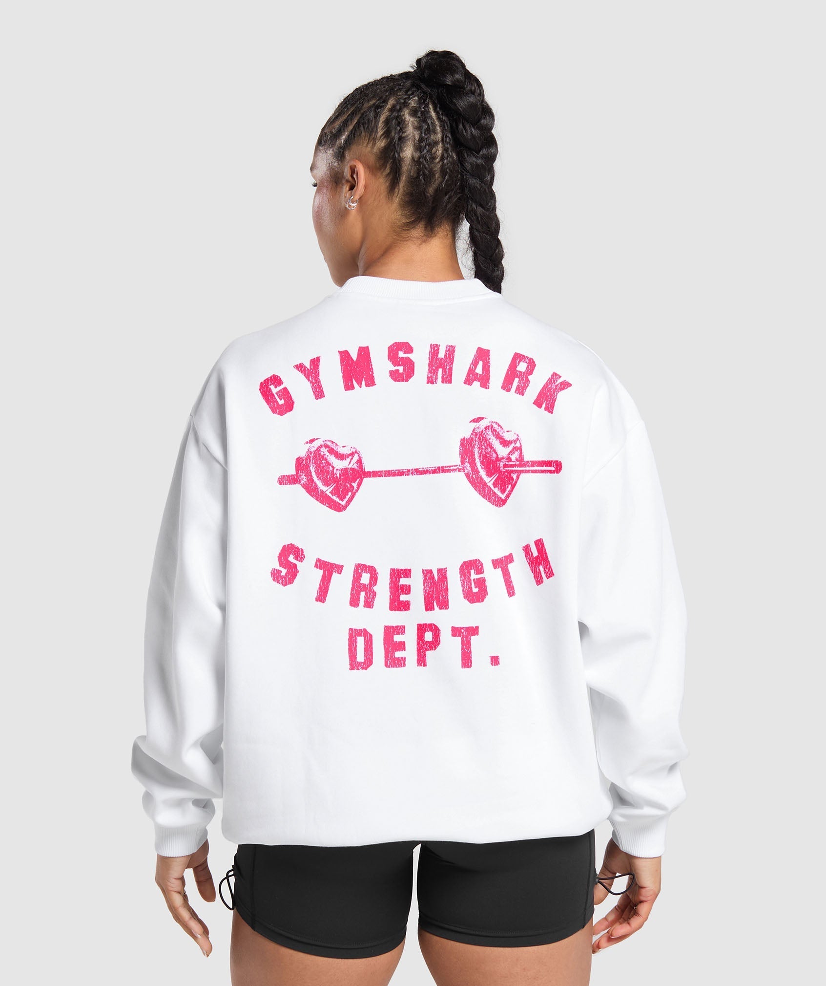 Barbell Hearts Oversized Sweatshirt - White