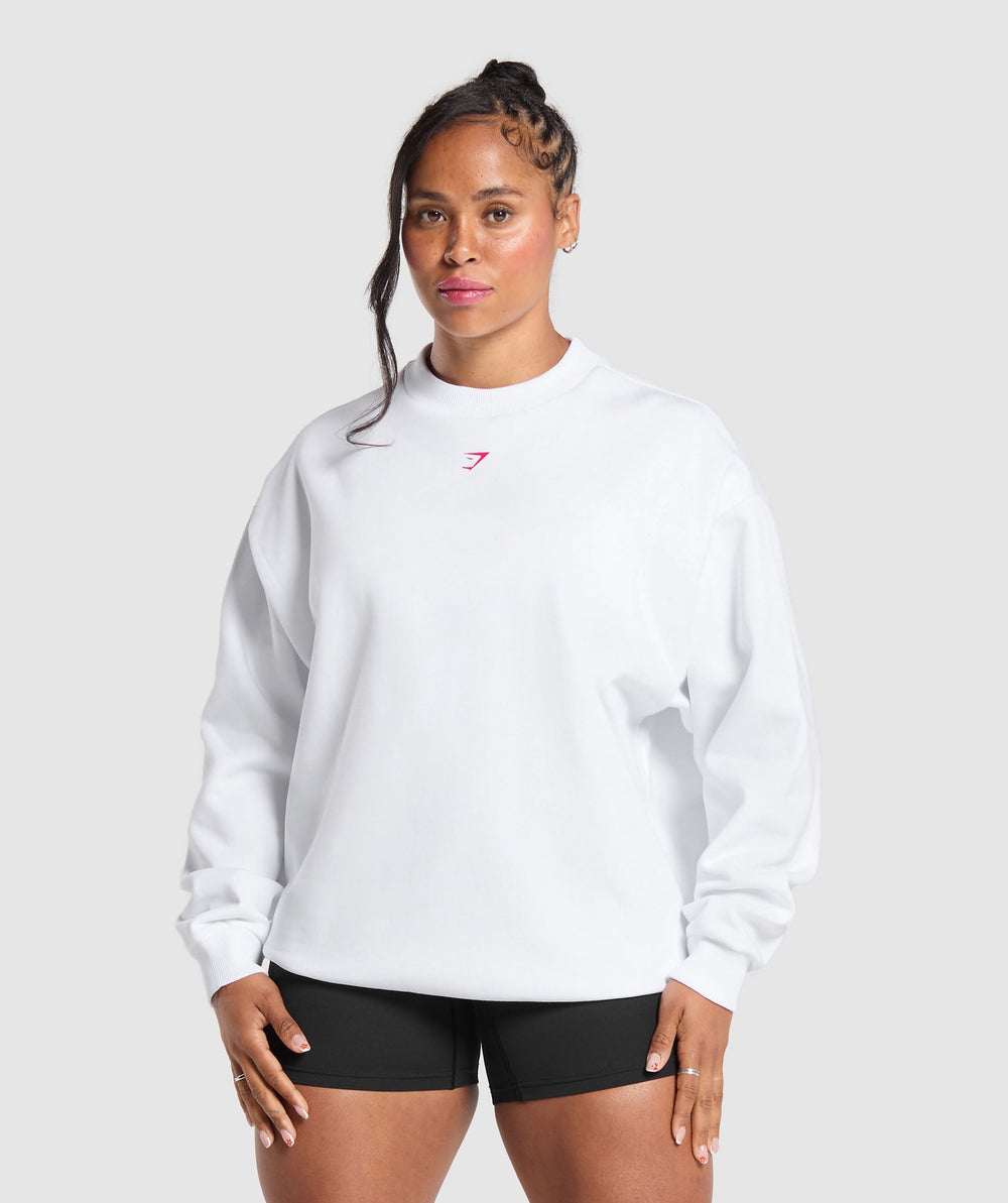 Barbell Hearts Oversized Sweatshirt - White