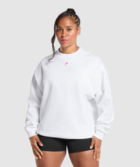 Barbell Hearts Oversized Sweatshirt - White
