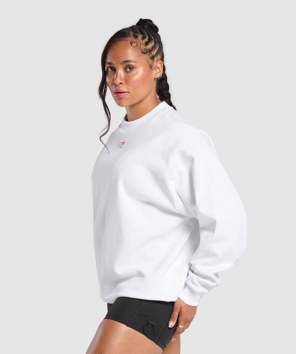 Barbell Hearts Oversized Sweatshirt - White