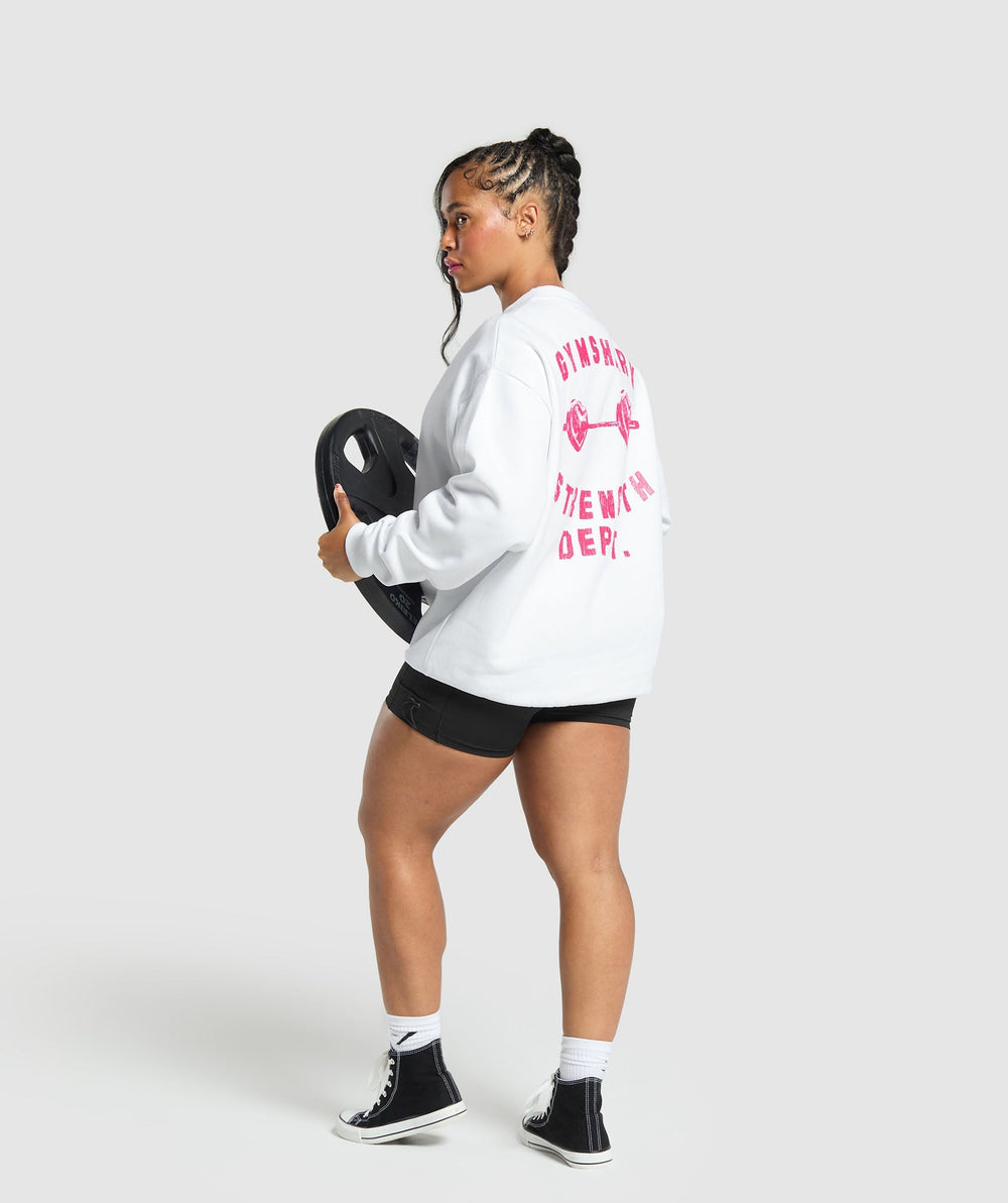Barbell Hearts Oversized Sweatshirt - White
