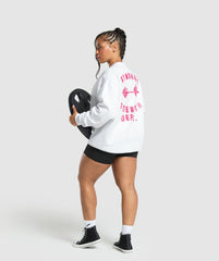 Barbell Hearts Oversized Sweatshirt - White