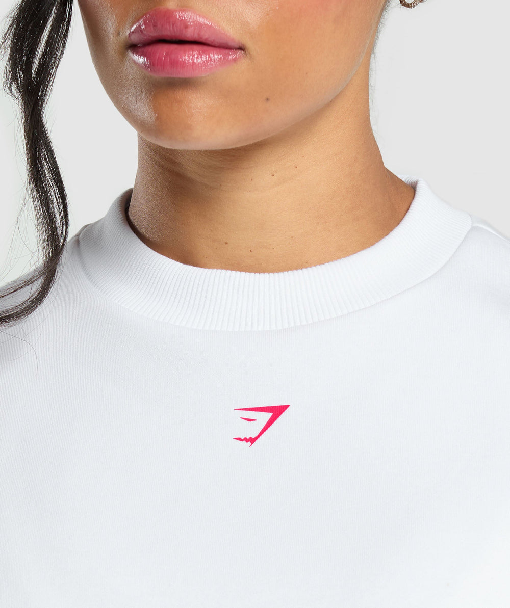 Barbell Hearts Oversized Sweatshirt - White