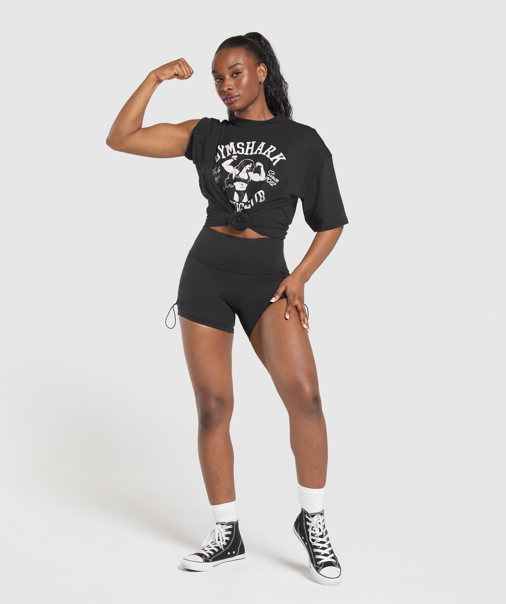 Lifting Girl Graphic Oversized Tee - Black