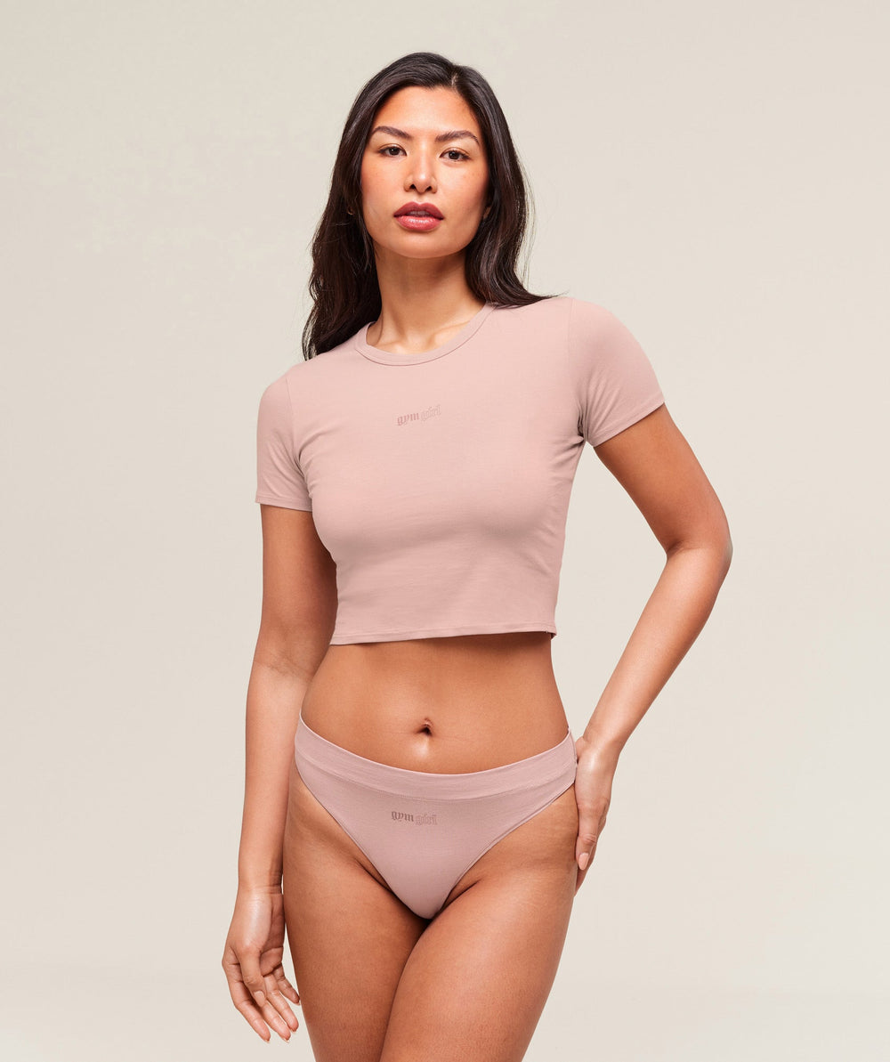 Cotton Graphic Midi T-Shirt - Muted Pink