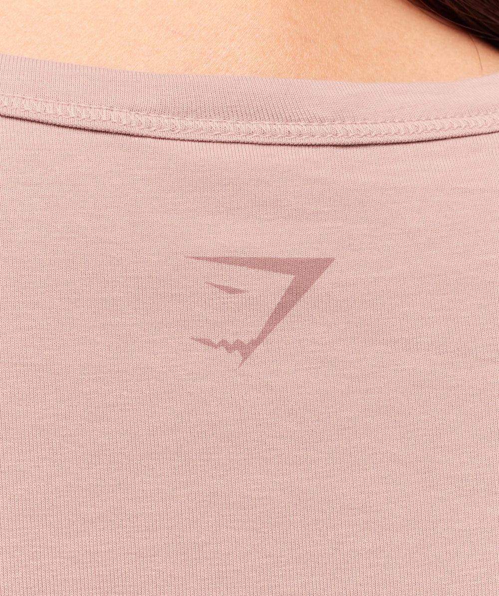 Cotton Graphic Midi T-Shirt - Muted Pink