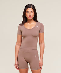 Everyday Seamless Tight Fit Crew Neck Tee - Chestnut Pink
