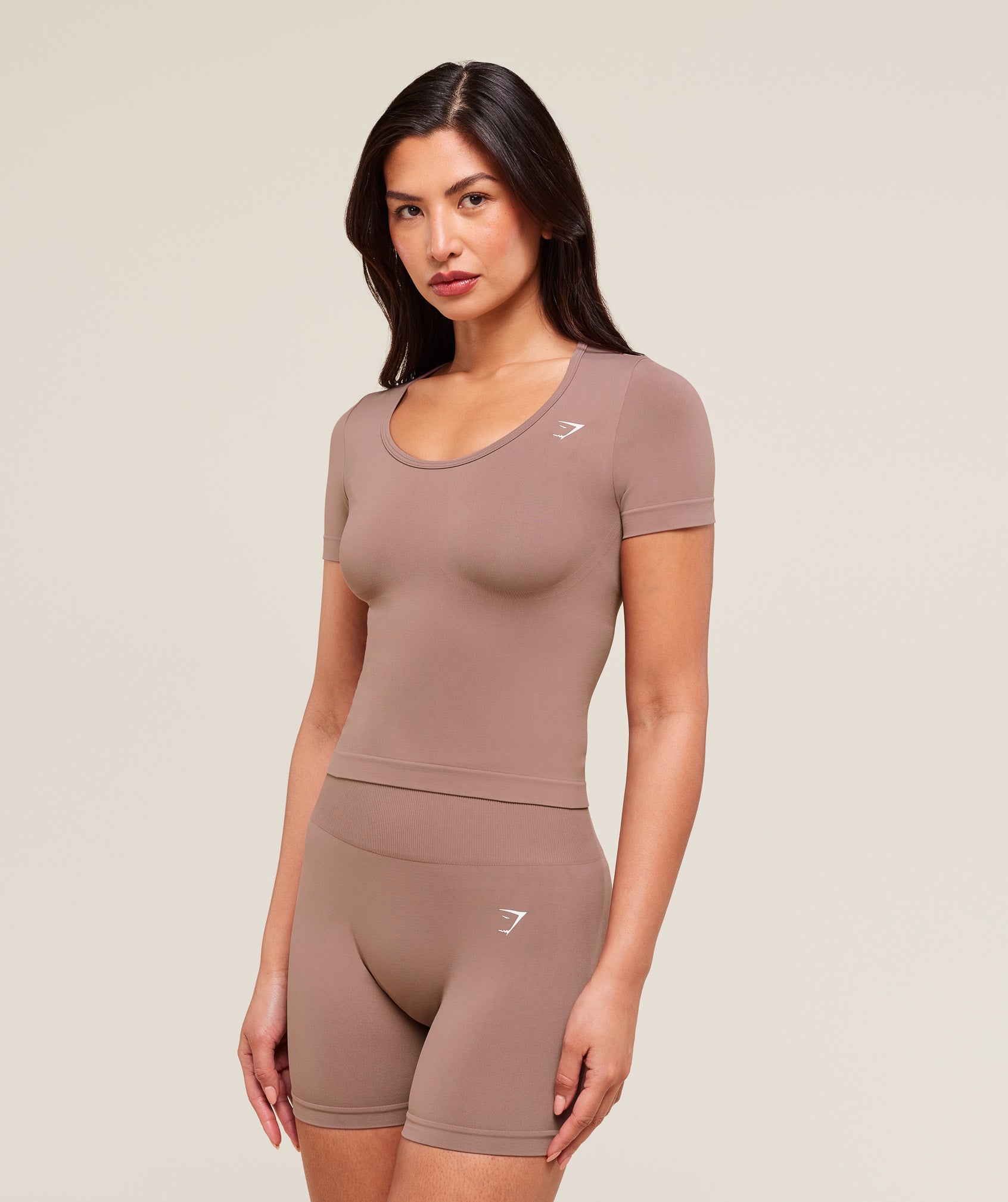 Everyday Seamless Tight Fit Crew Neck Tee - Chestnut Pink