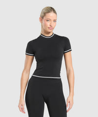 Contrast Seamless Midi Tee - Black