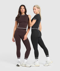 Contrast Seamless Midi Tee - Black
