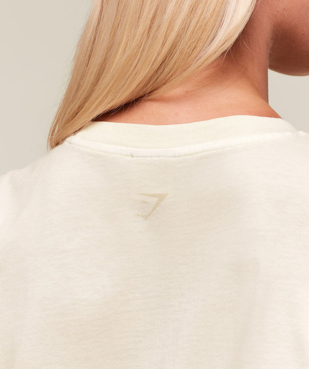 66 Washed Graphic Oversized T-Shirt - Oat White