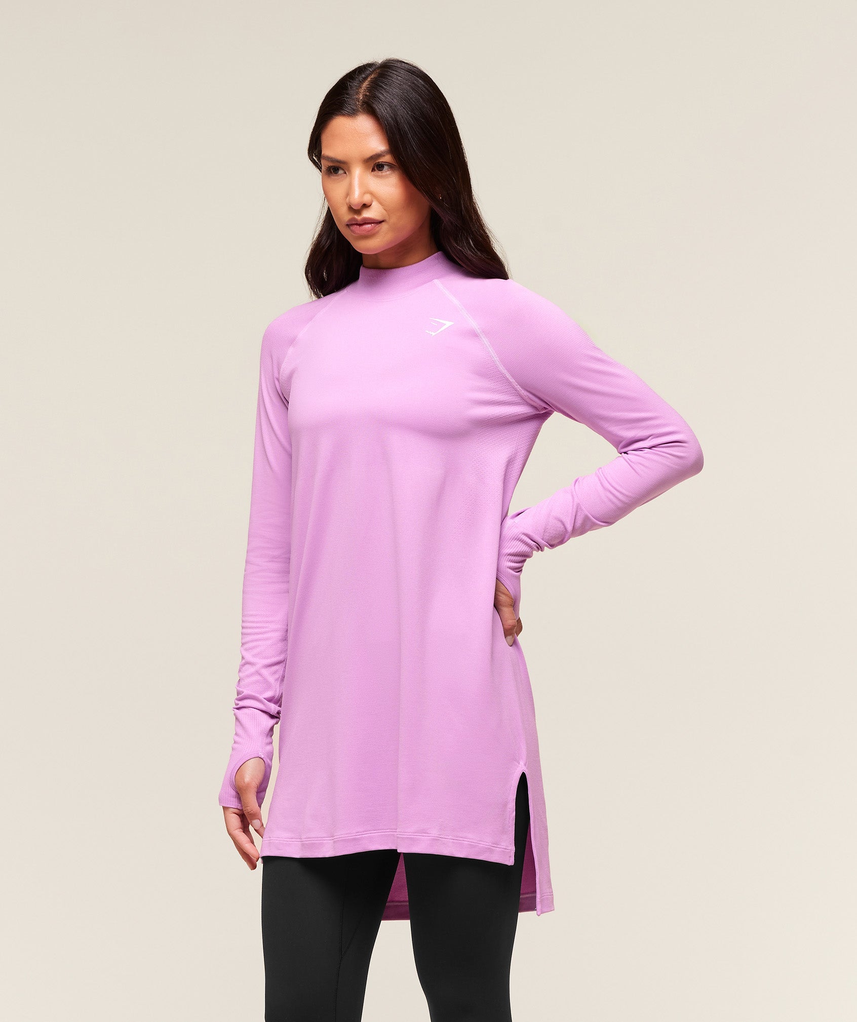 Vital Long Line Top - Sour Pink Marl
