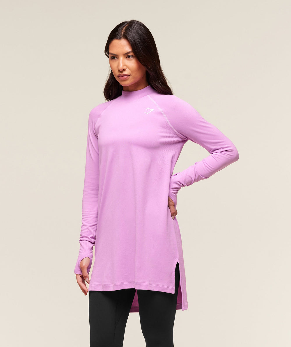 Vital Long Line Top - Sour Pink Marl