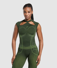 Apex Seamless Midi T-Shirt - Trail Green/Energy Gelato Green