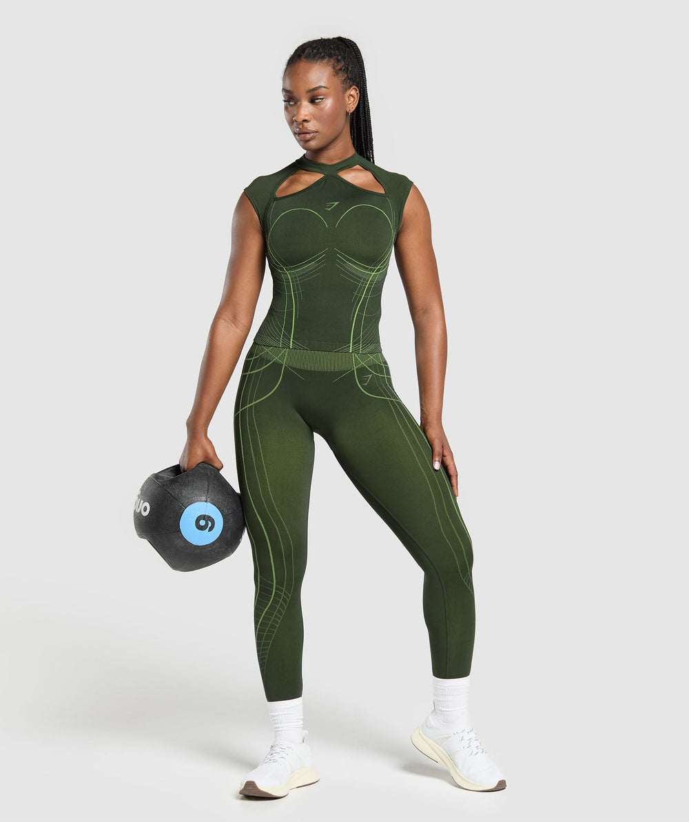 Apex Seamless Midi T-Shirt - Trail Green/Energy Gelato Green
