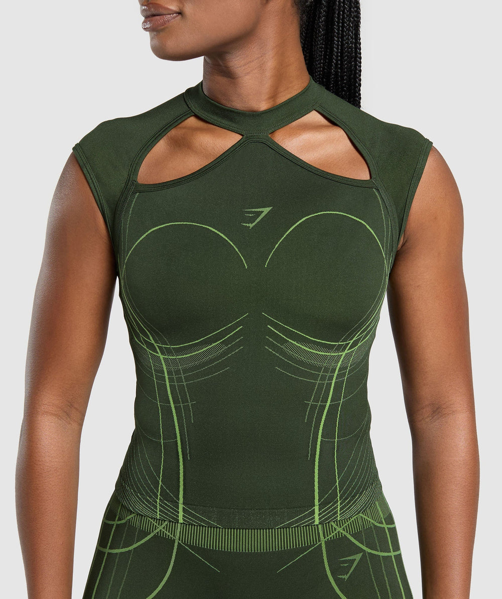 Apex Seamless Midi T-Shirt - Trail Green/Energy Gelato Green