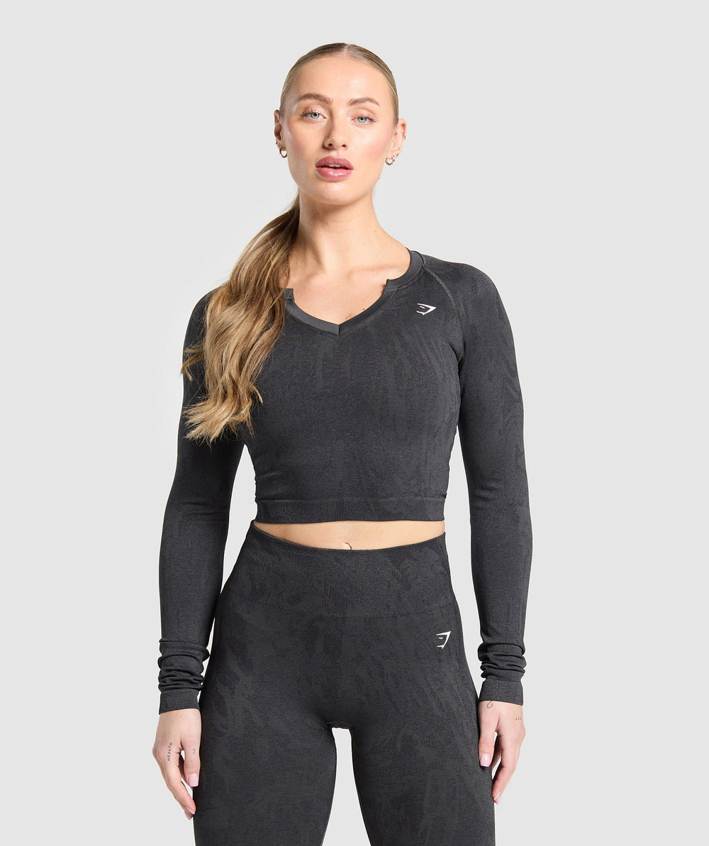 Adapt Camo Seamless Long Sleeve Top - Asphalt Grey/Black