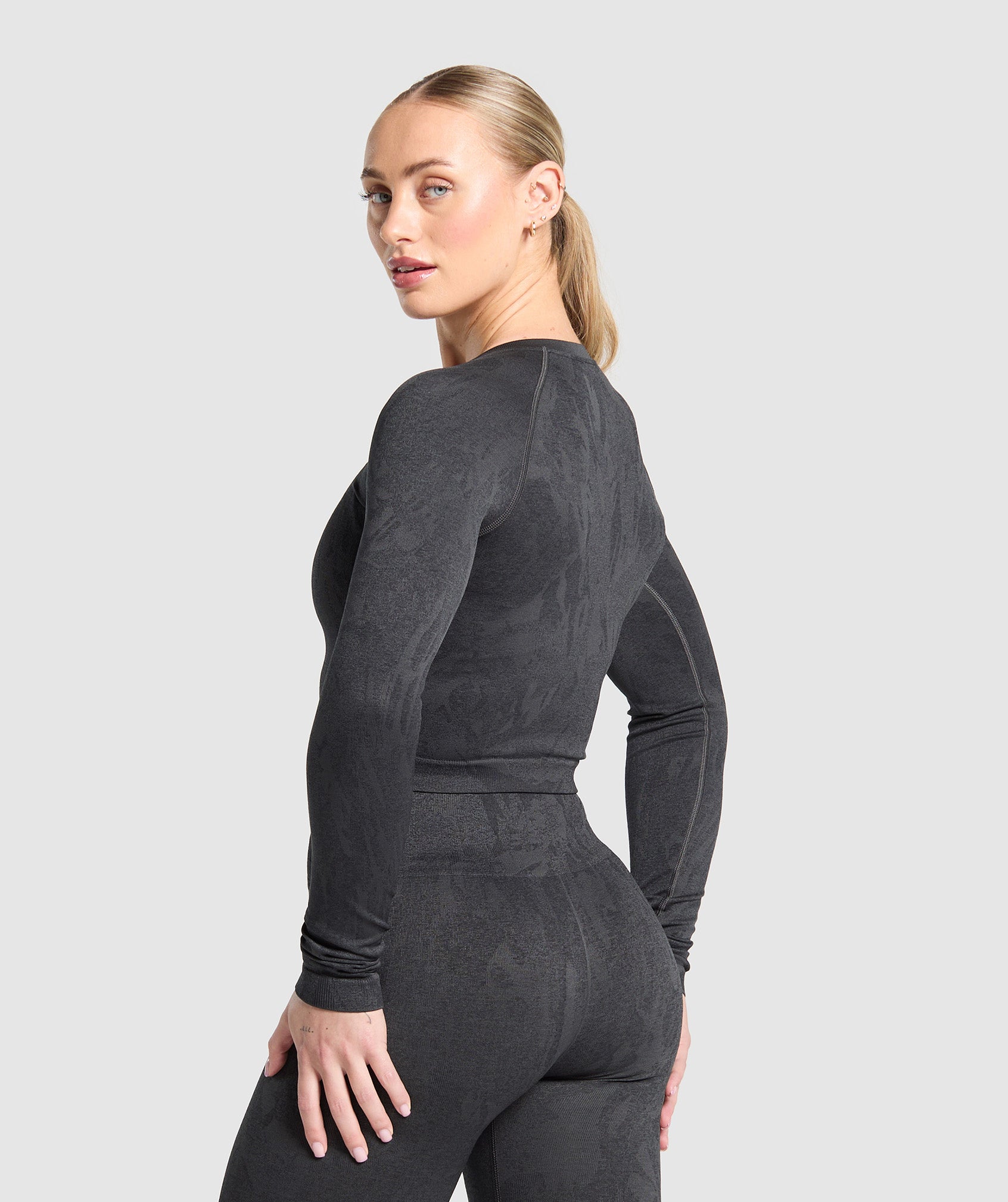 Adapt Camo Seamless Long Sleeve Top - Asphalt Grey/Black