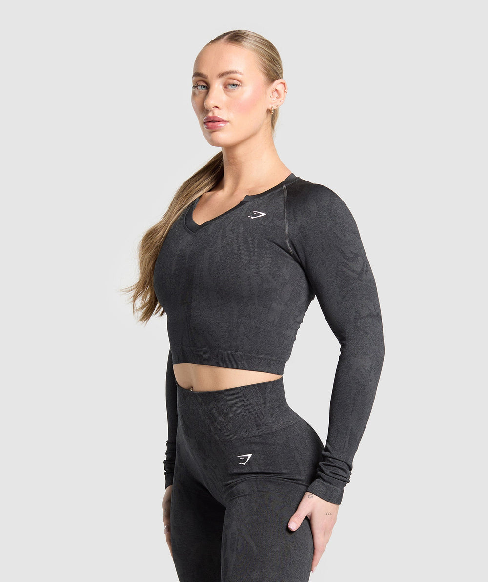 Adapt Camo Seamless Long Sleeve Top - Asphalt Grey/Black