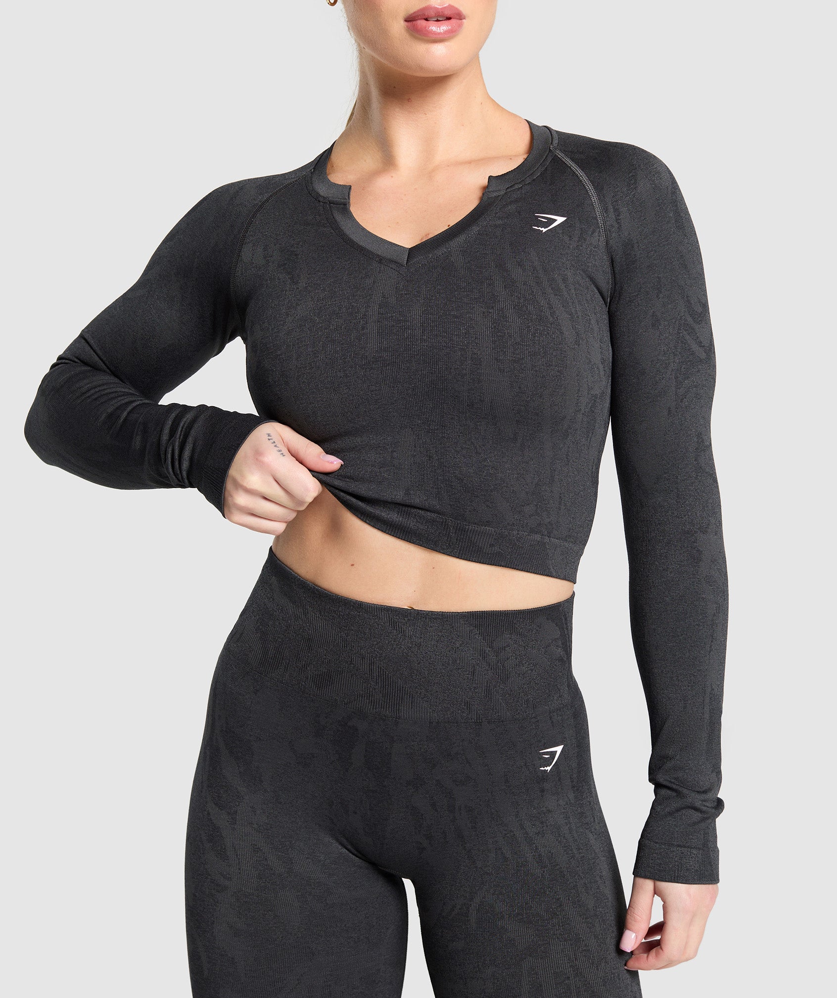 Adapt Camo Seamless Long Sleeve Top - Asphalt Grey/Black