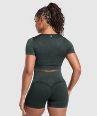 Gains Seamless Washed Crop Top - Black