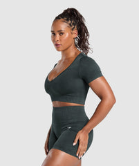 Gains Seamless Washed Crop Top - Black