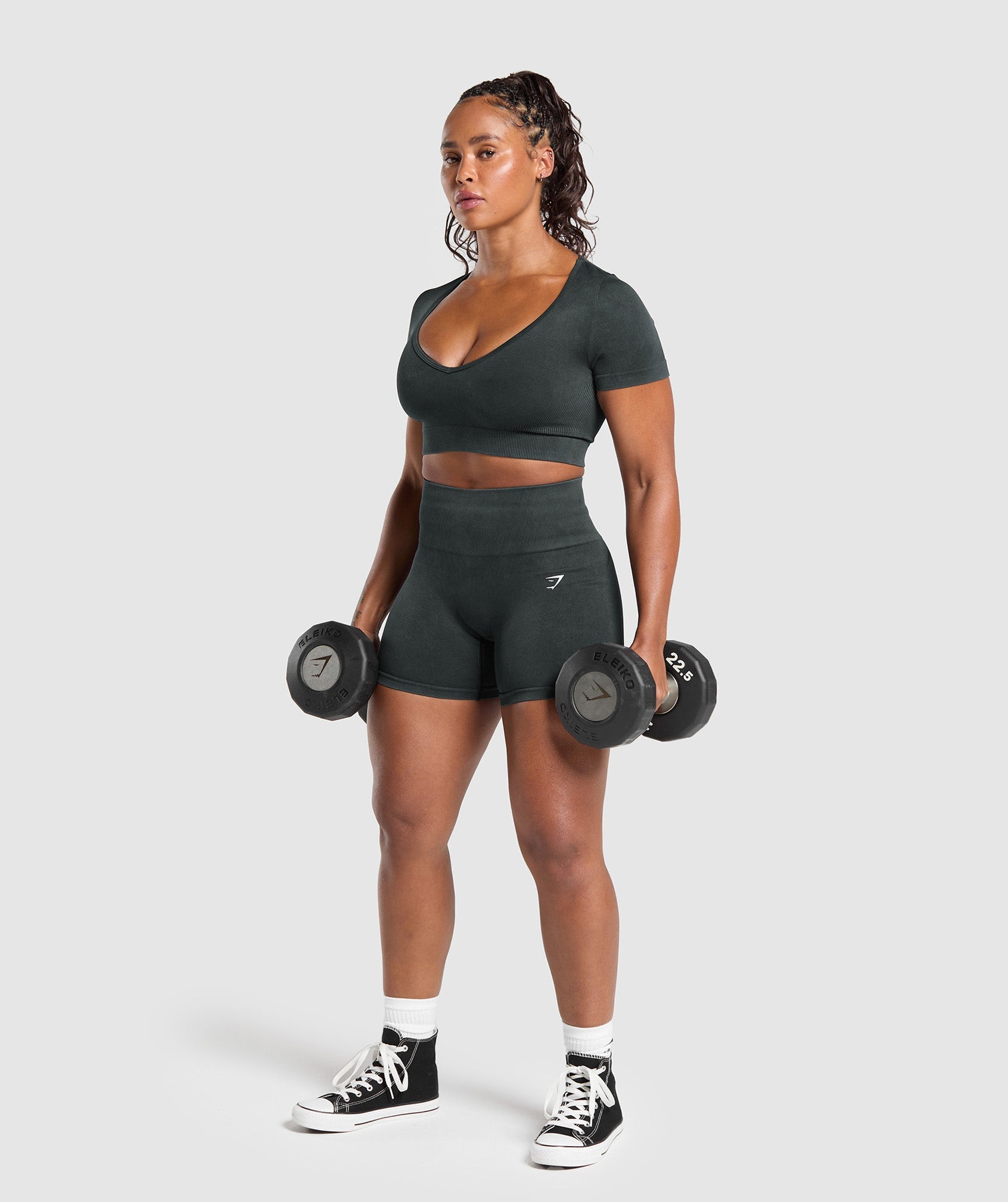 Gains Seamless Washed Crop Top - Black