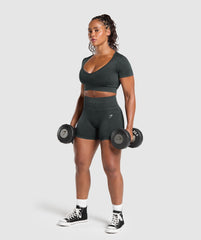 Gains Seamless Washed Crop Top - Black