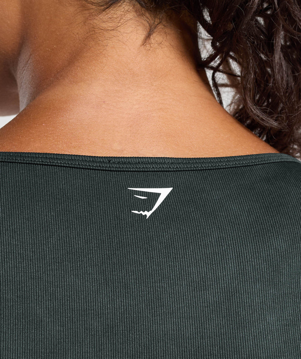 Gains Seamless Washed Crop Top - Black