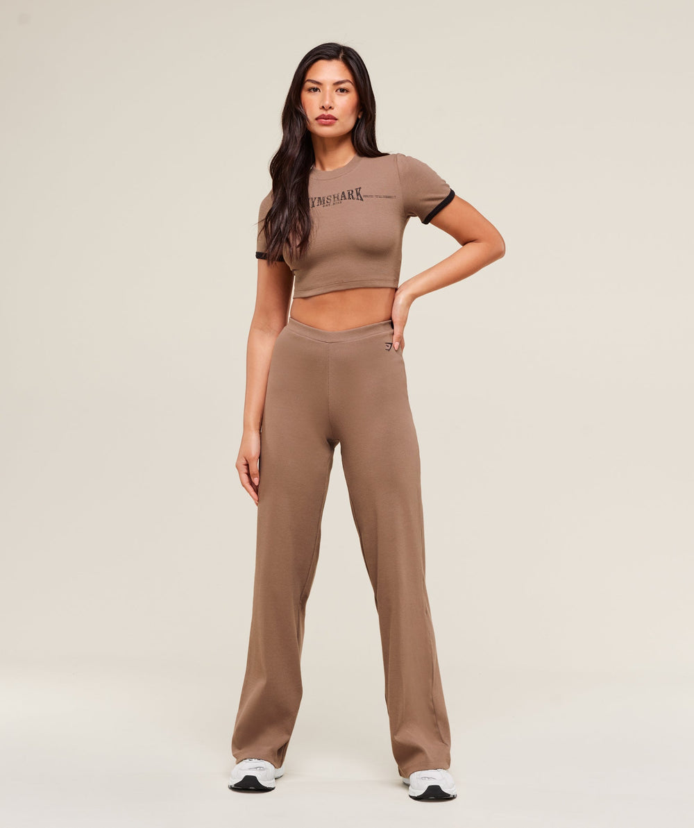 Ribbed Cotton Crop Top - Mocha Mauve/Black