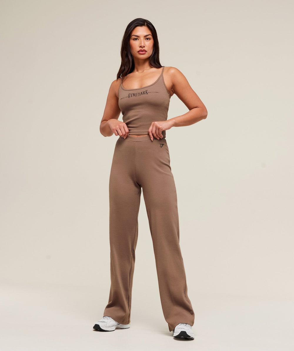 Ribbed Cotton Midi Shelf Tank - Mocha Mauve/Black