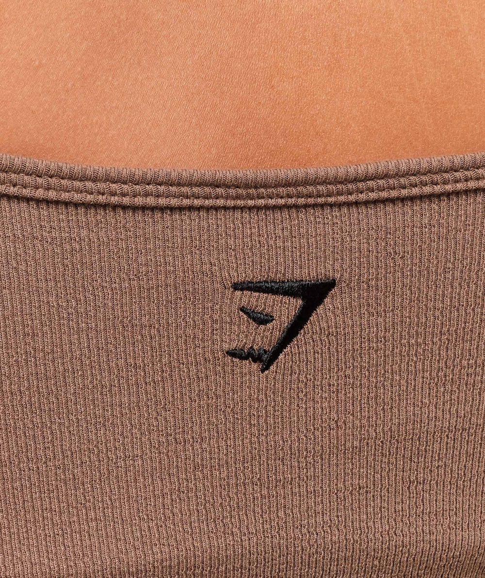 Ribbed Cotton Midi Shelf Tank - Mocha Mauve/Black
