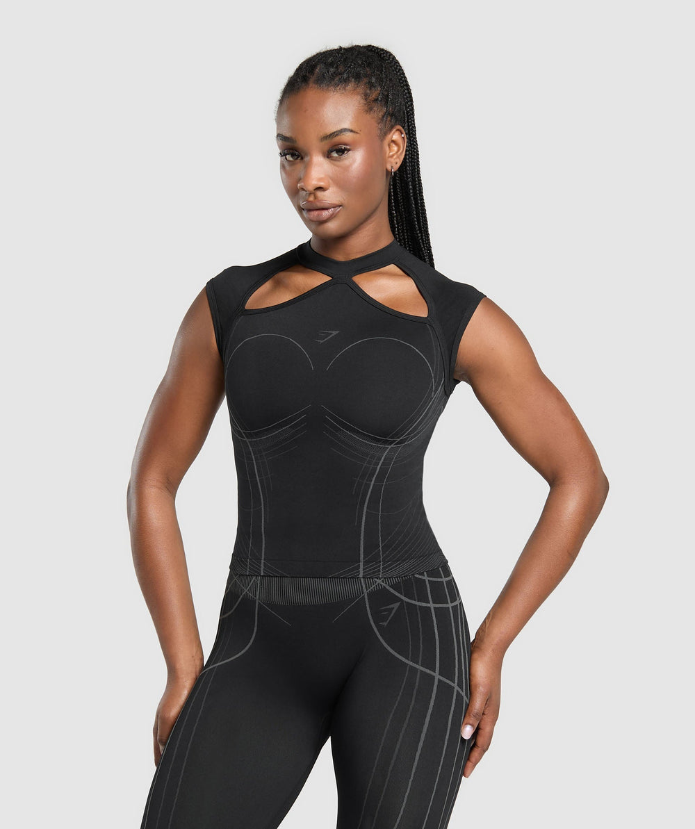 Apex Seamless Midi T-Shirt - Black/Graphite Grey
