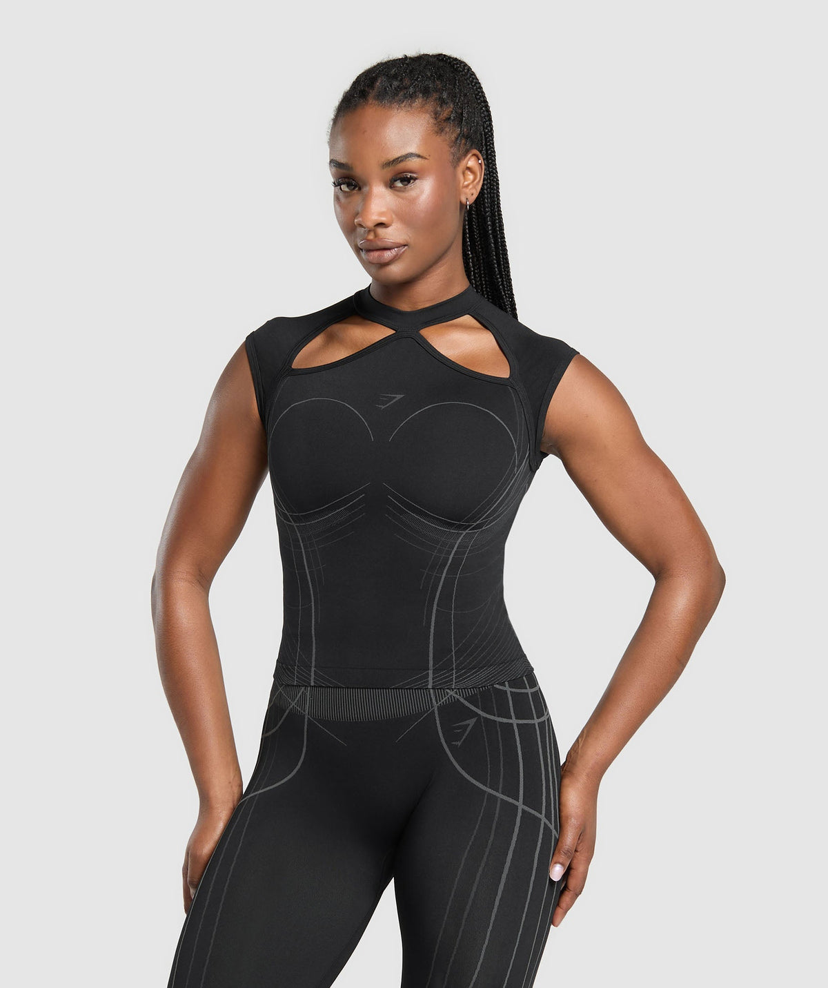 Apex Seamless Midi T-Shirt - Black/Graphite Grey