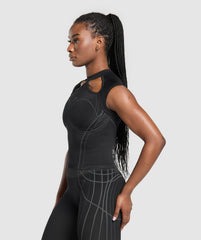 Apex Seamless Midi T-Shirt - Black/Graphite Grey
