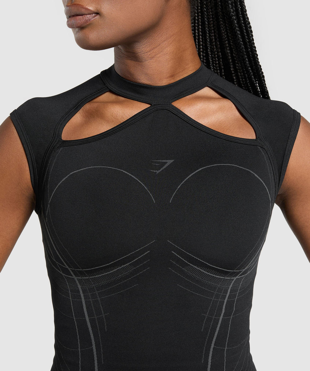 Apex Seamless Midi T-Shirt - Black/Graphite Grey