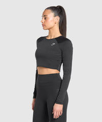 Training Long Sleeve Crop Top - Black