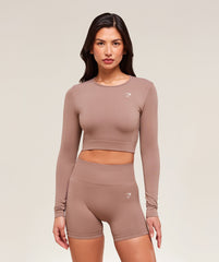 Everyday Seamless Long Sleeve Crop Top - Chestnut Pink