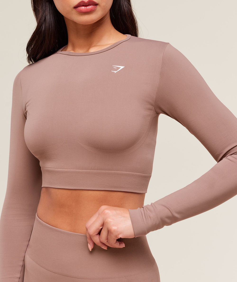 Everyday Seamless Long Sleeve Crop Top - Chestnut Pink