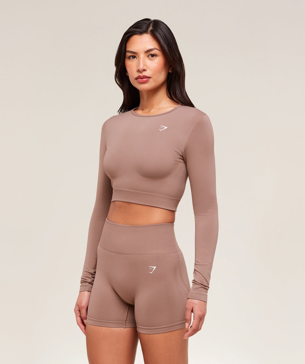 Everyday Seamless Long Sleeve Crop Top - Chestnut Pink