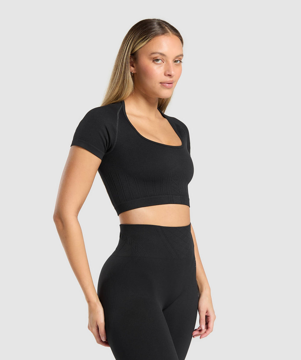 Corset Seamless Crop Top - Black